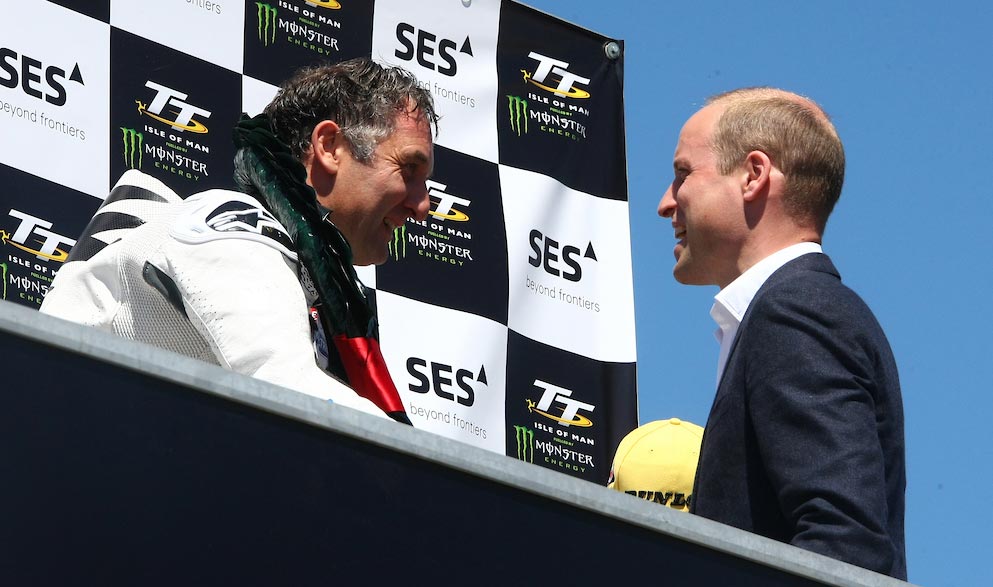 Michael Rutter receives his winner's trophy from HRH Prince William